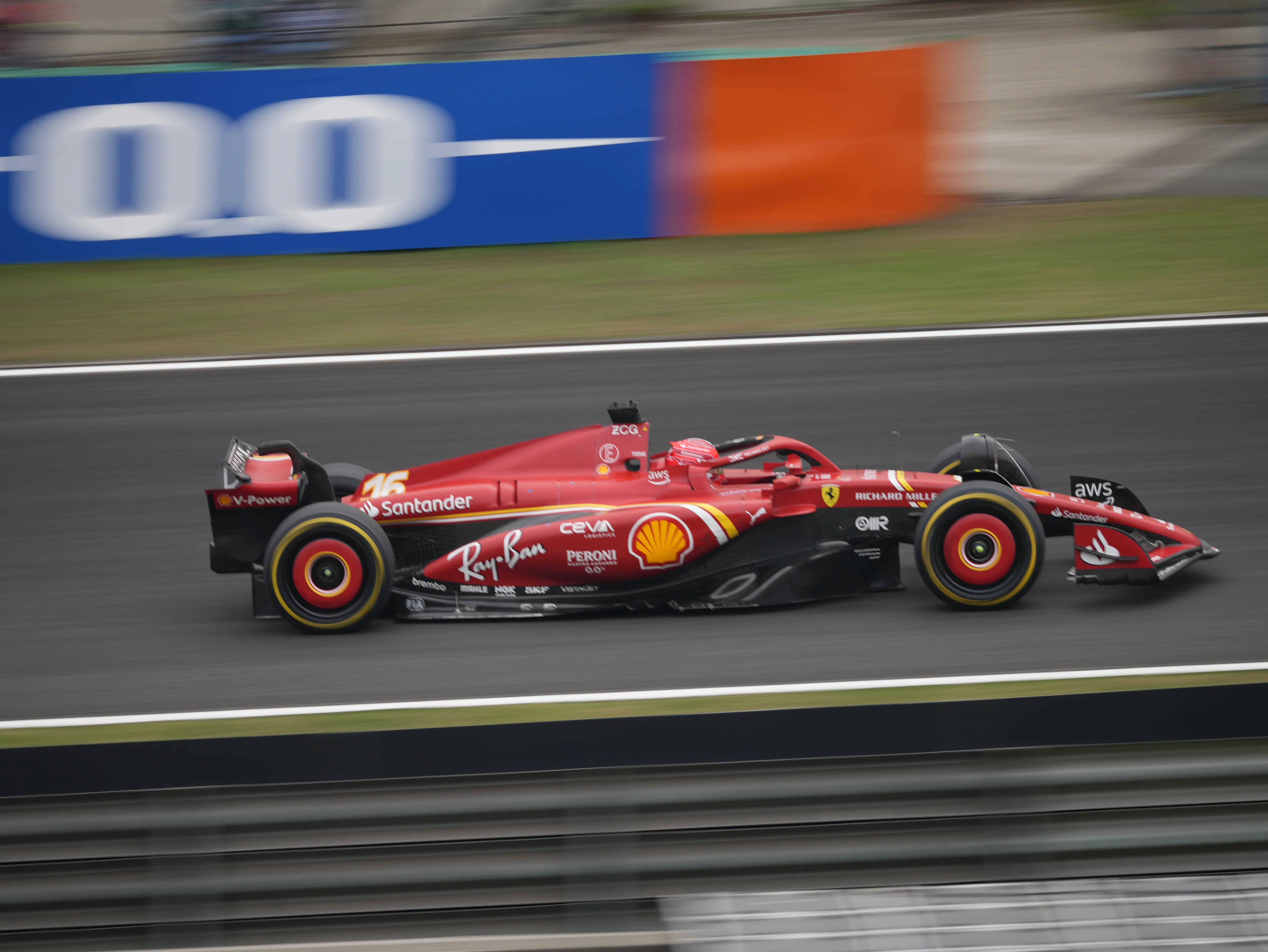 Charles Leclerc racing in Scuderia Ferrari SF-24 at the 2024 Chinese Grand Prix